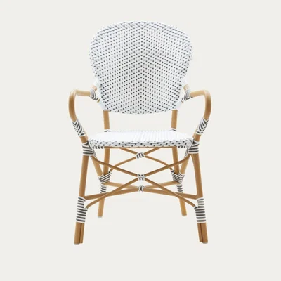 Bombinate.com White w/Cappuchino Dot Almond Isabell Exterior Dining Armchair