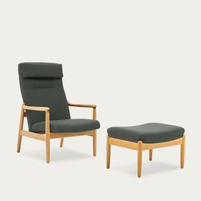 Bombinate.com Grey H64 Novum Highback Armchair with Footstool - Oak