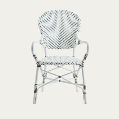 Bombinate.com White w/Cappuchino Dot White Isabell Exterior Dining Armchair