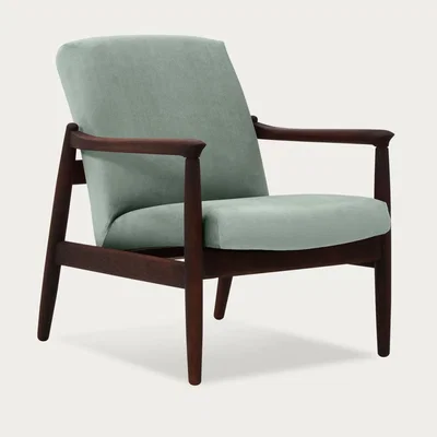 Bombinate.com Sage Green H64 Velvet Lowback Armchair - Dark Oak