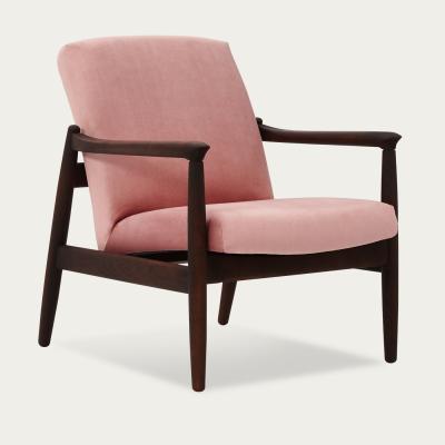 Bombinate.com Powder Pink H64 Velvet Lowback Armchair - Dark Oak