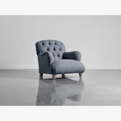 Cox and Cox Margeaux Armchair - French Blue Linen Cotton Blend (Sample)