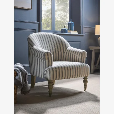 Cox and Cox French Blue Striped Arm Chair