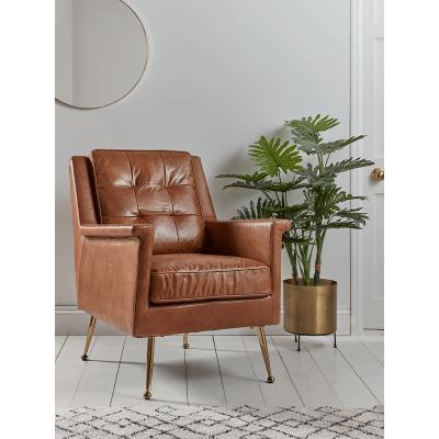 Cox and Cox Buttoned Leather Armchair - Tan