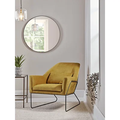 Cox and Cox Mustard Velvet Metal Framed Armchair