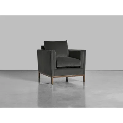 Cox and Cox The Deco Armchair - Slate Cotton Velvet