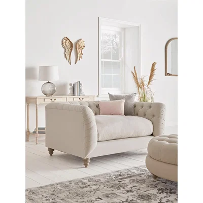 Cox and Cox NEW Dora Buttoned Loveseat - Blush Velvet
