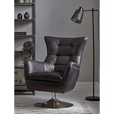 Cox and Cox Leather Swivel Armchair