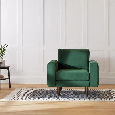 Cuckooland Hutch Rise Velvet Armchair in a Box with Block Arms - Ink