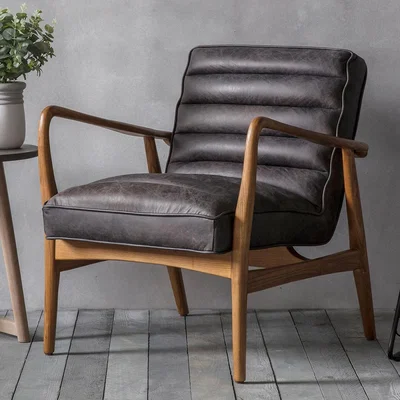 Cuckooland Safir Leather Armchair  - Antique Ebony