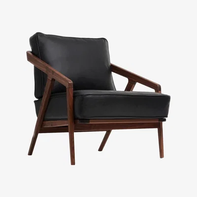The Conran Shop Katakana Lounge Chair Walnut & Black Leather