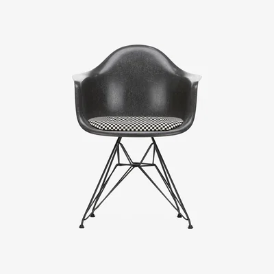 The Conran Shop DAR Fiberglass Armchair in Checker, Eames Elephant Hide Grey & Black