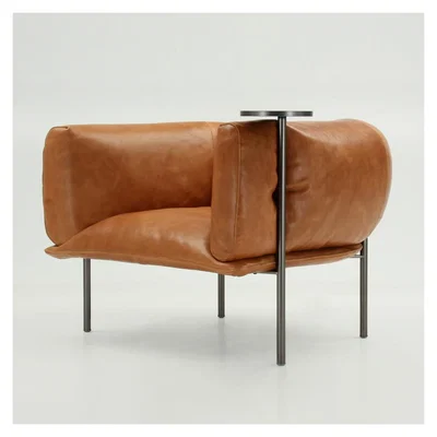 The Conran Shop Rondo Small Armchair With Table Tan Leather