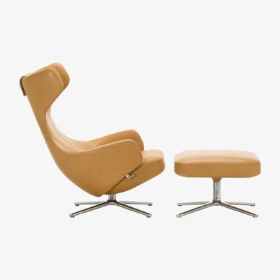 The Conran Shop Grand Repos Armchair & Ottoman in Natural Leather