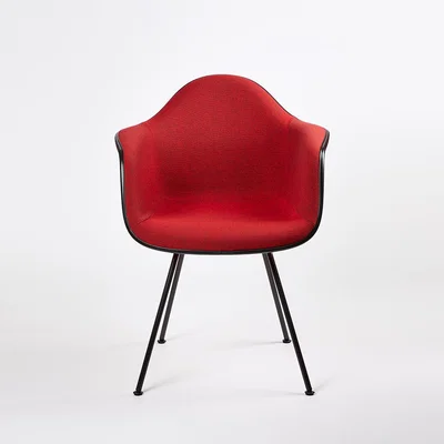 The Conran Shop DAX Plastic Armchair Dark Base & Dark Red Hopsak Upholstery
