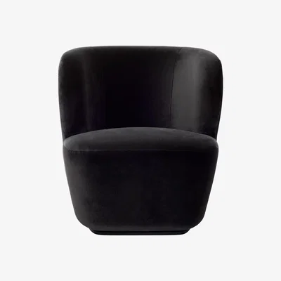 The Conran Shop Small Stay Swivel Lounge Chair in Anthracite Velvet & Black