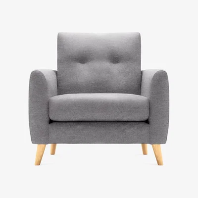 Cult Furniture Armchair Fabric and Leg Colour: Checkerboard Weave, Charcoal, Leg  Natural
