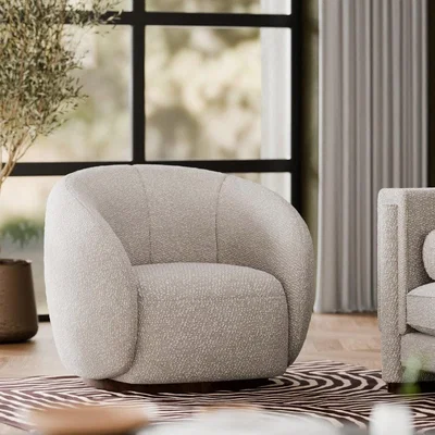 Cult Furniture Emile Swivel Armchair, Speckled Stone Sustainable Boucle