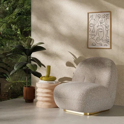 Cult Furniture Erin Armchair, Speckled Stone Sustainable Boucle