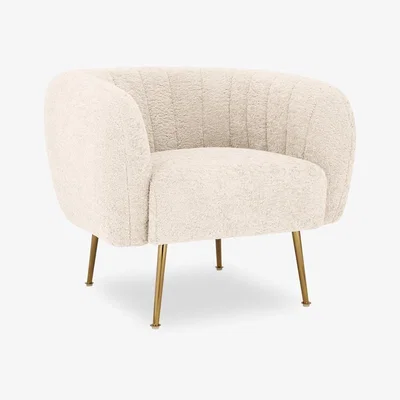 Cult Furniture Accent Chair, Ivory White Boucle & Brass Leg Colour: Brass