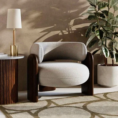 Cult Furniture Porter Armchair, Speckled Stone Sustainable Boucle