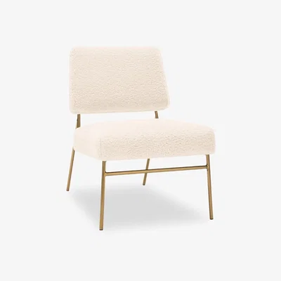 Cult Furniture Holly Accent Chair, Ivory White Boucle & Brass Leg Colour: Brass