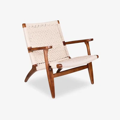 Cult Furniture Aarhus CH25 Accent Chair, Natural & Walnut