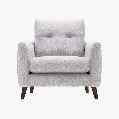 Cult Furniture Armchair Fabric and Leg Colour: Checkerboard Weave, Light Grey, Leg  Walnut