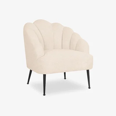 Cult Furniture Evelyn Armchair, Ivory White Boucle Leg Colour: Brass