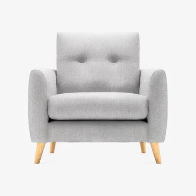 Cult Furniture Armchair Fabric and Leg Colour: Woven Wool, Light Grey, Leg  Natural