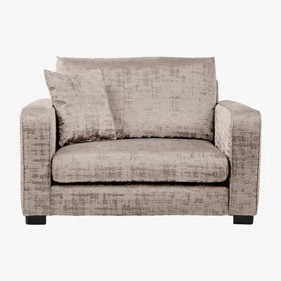 Dunelm Carson Distressed Velvet Snuggle Chair Mink