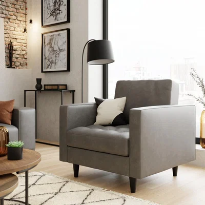 Dunelm Zoe Faux Leather Armchair Grey