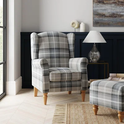 Dunelm Oswald Self Assembly Grey Check Armchair Grey