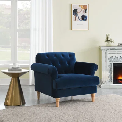 Dunelm Jazz Velvet Armchair Midnight (Blue)