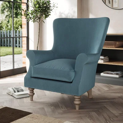 Dunelm Charlbury Occasional Wing Chair Cosy Velvet Pacific