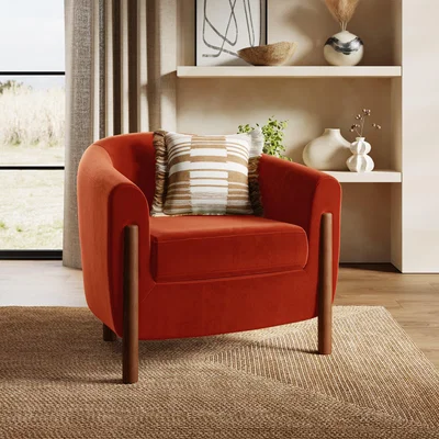 Dunelm Polly Velvet Wooden Arm Tub Chair