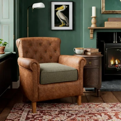 Dunelm Alba Herringbone Faux Leather Armchair