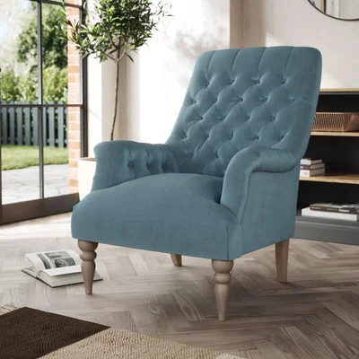 Dunelm Bibury Buttoned Back Chair Cosy Velvet Pacific