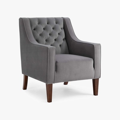 Dunelm Isabel Velvet Chesterfield Armchair Grey