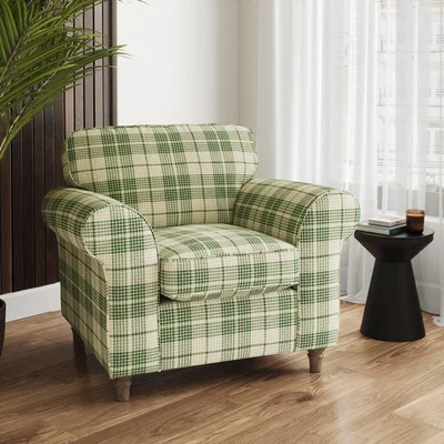 Dunelm Flori Woven Check Fabric Lambeth Armchair