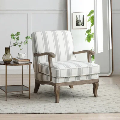 Dunelm Esme Linen Stripe Chair Natural