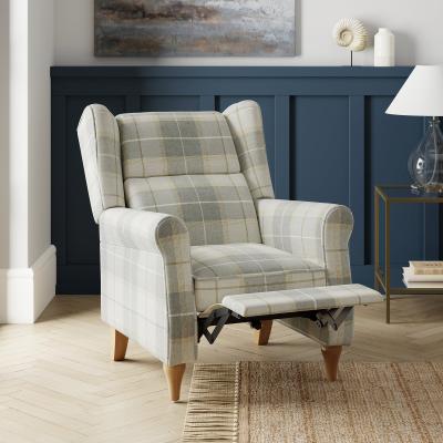 Dunelm Oswald Padded Pushback Check Armchair Grey