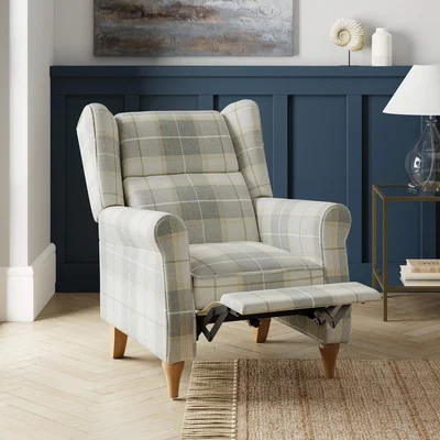 Dunelm Oswald Padded Pushback Check Armchair Grey