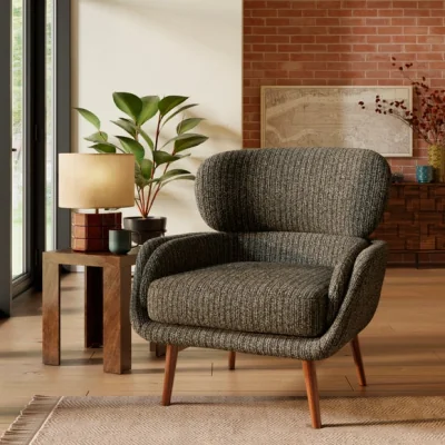 Dunelm Pelham Woolly Boucle Striped Wing Armchair
