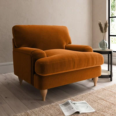 Dunelm Darwin Luxury Velvet Armchair Luxury Velvet Orange Umber