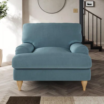 Dunelm Darwin Armchair Cosy Velvet Pacific