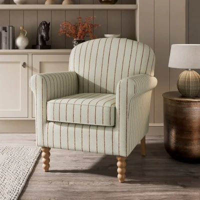 Dunelm Enya Running Stitch Stripe Scroll Armchair