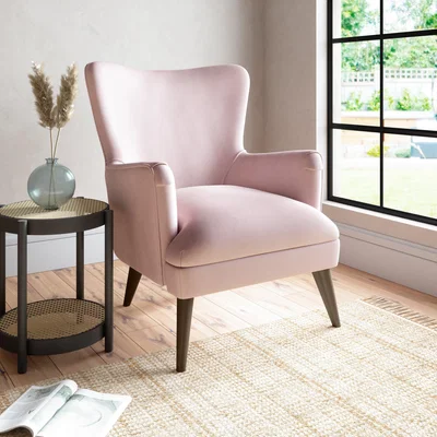 Dunelm Marlow Luxury Velvet Armchair Luxury Velvet Peach Blush