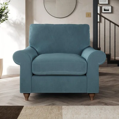Dunelm Salisbury Armchair Cosy Velvet Pacific