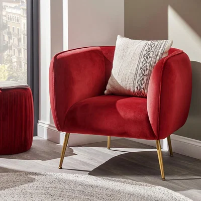 Dunelm Lucca Velvet Chair Red